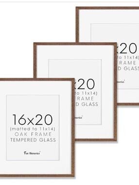 3 PACK 16X20 PICTURE FRAMES-OAK WOOD